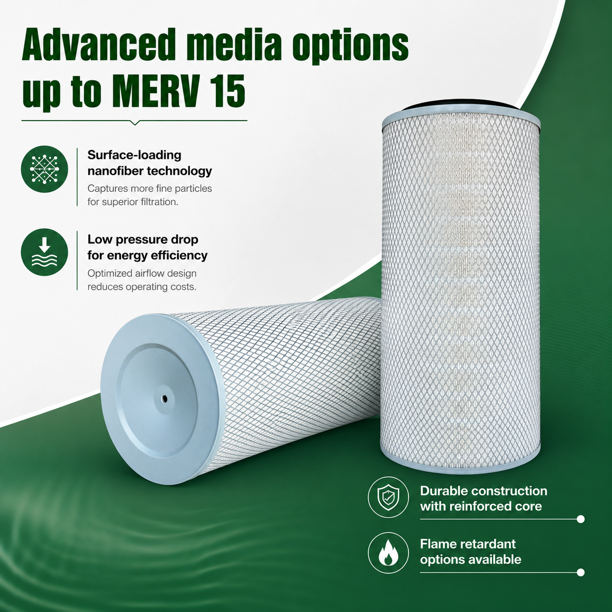 Industrial Dust Collector Cartridge Filter (12.75" x 26") High Efficiency Replacement Air Filter for Dust Collection Systems