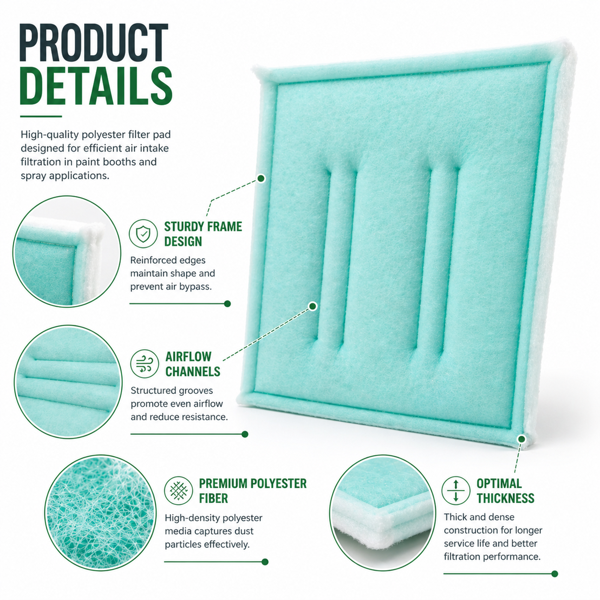 wioboy Paint Spray Booth Intake Filter Tacky Pad 16" x 20" (20 Pack) Series 55 (MERV 7)